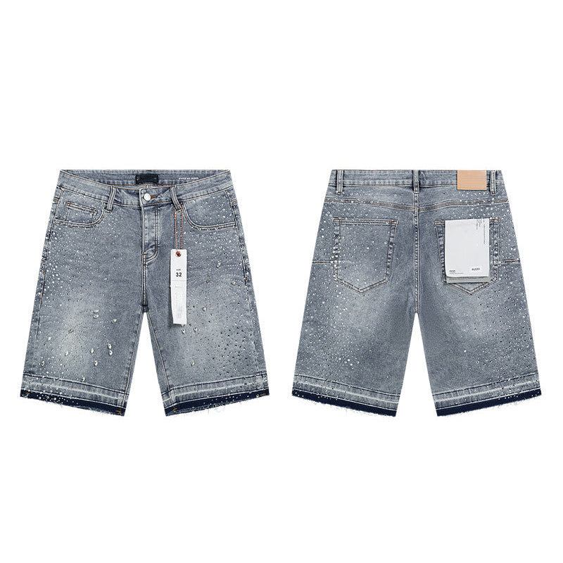 Mens trendy purple jeans 100% cotton Denim Shorts #PU533