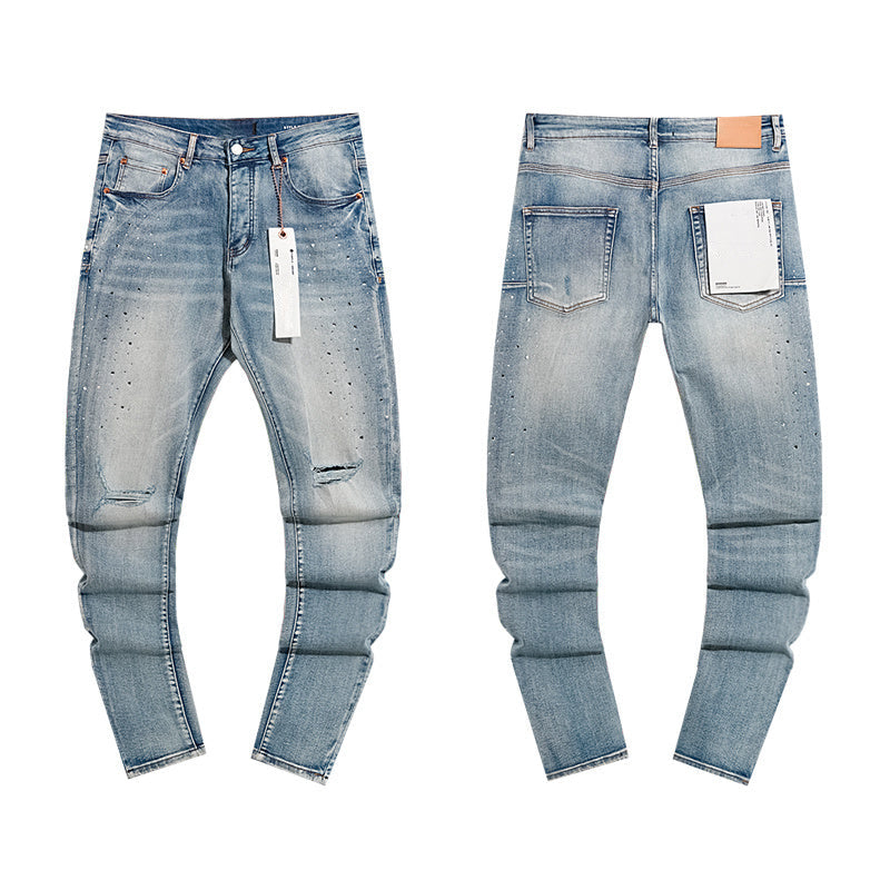 Mens trendy purple jeans 100% cotton Jeans #PU142