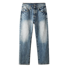 Mens trendy purple jeans 100% cotton Rhinestones #9138