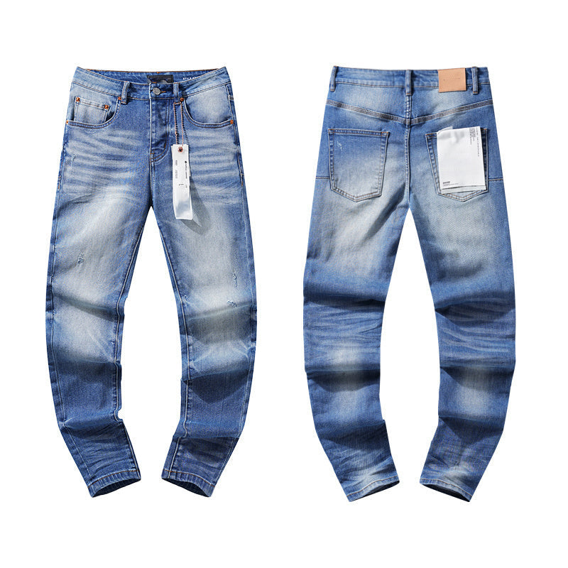 Mens trendy purple jeans 100% cotton Jeans #PU106