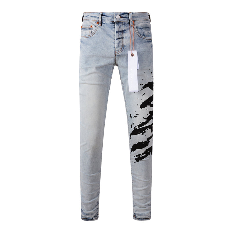 Mens trendy purple jeans 100% cotton Pure Cotton High Street Trend