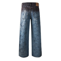 Mens trendy purple jeans 100% cotton Rhinestones #109