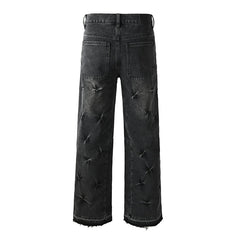 Mens trendy purple jeans 100% cotton High Street Distressed
