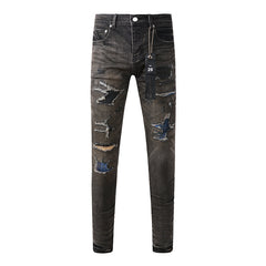 Mens trendy purple jeans 100% cotton Pure Cotton High Street Trend