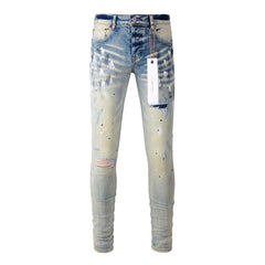Mens trendy purple jeans 100% cotton Pure Cotton High Street Trend