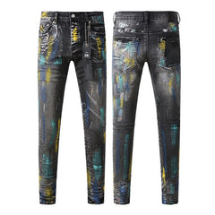 Mens trendy purple jeans 100% cotton Pure Cotton High Street Trend