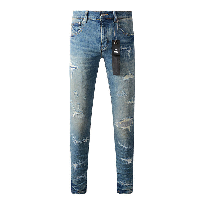 Mens trendy purple jeans 100% cotton Pure Cotton High Street Trend