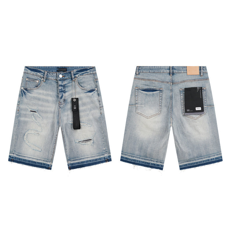 Mens trendy purple jeans 100% cotton Denim Shorts #PU515