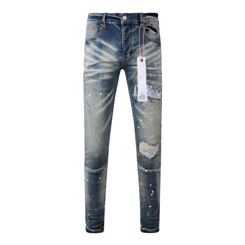 Mens trendy purple jeans 100% cotton Pure Cotton High Street Trend