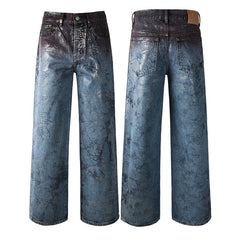 Mens trendy purple jeans 100% cotton Rhinestones #109
