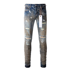Mens trendy purple jeans 100% cotton Pure Cotton High Street Trend