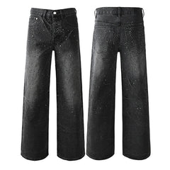 Mens trendy purple jeans 100% cotton Rhinestones #105