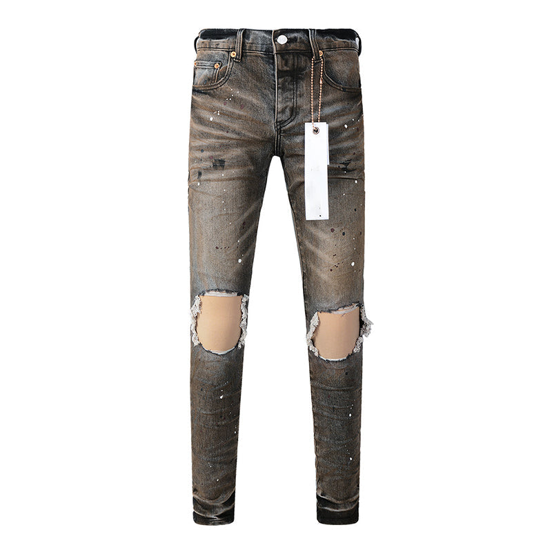 Mens trendy purple jeans 100% cotton Pure Cotton High Street Trend
