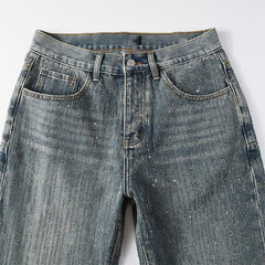 Mens trendy purple jeans 100% cotton Jeans Rhinestones #9140