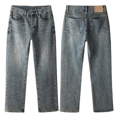 Mens trendy purple jeans 100% cotton Rhinestones #9140