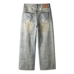 Mens trendy purple jeans 100% cotton Jeans Rhinestones #107