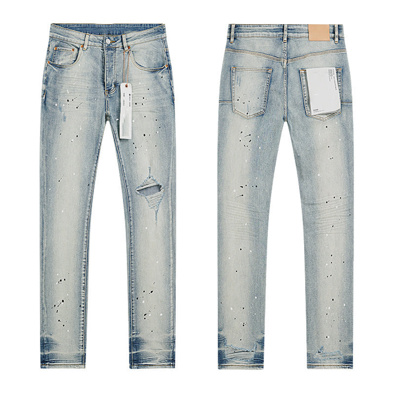 Mens trendy purple jeans 100% cotton Jeans #PU143