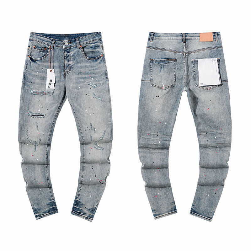 Mens trendy purple jeans 100% cotton Jeans #PU138