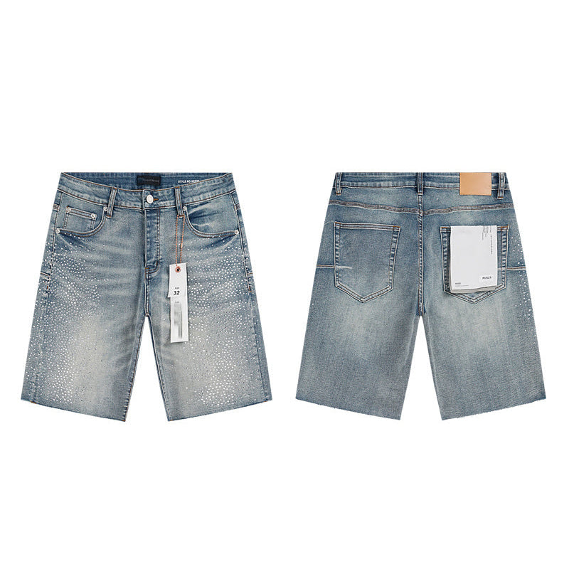 Mens trendy purple jeans 100% cotton Denim Shorts #PU525