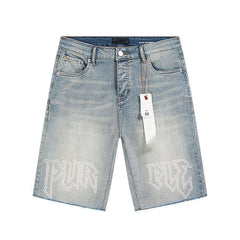 Mens trendy purple jeans 100% cotton Denim Shorts #PU527