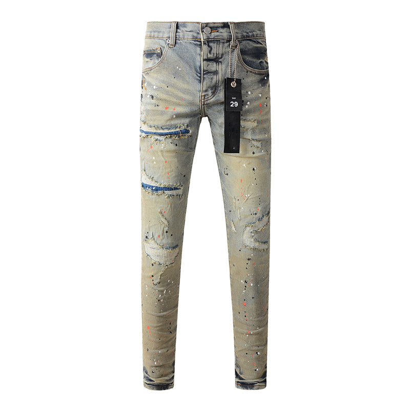 Mens trendy purple jeans 100% cotton Pure Cotton High Street Trend