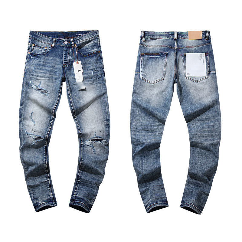 Mens trendy purple jeans 100% cotton Jeans #PU104