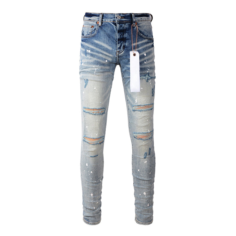 Mens trendy purple jeans 100% cotton Pure Cotton High Street Trend