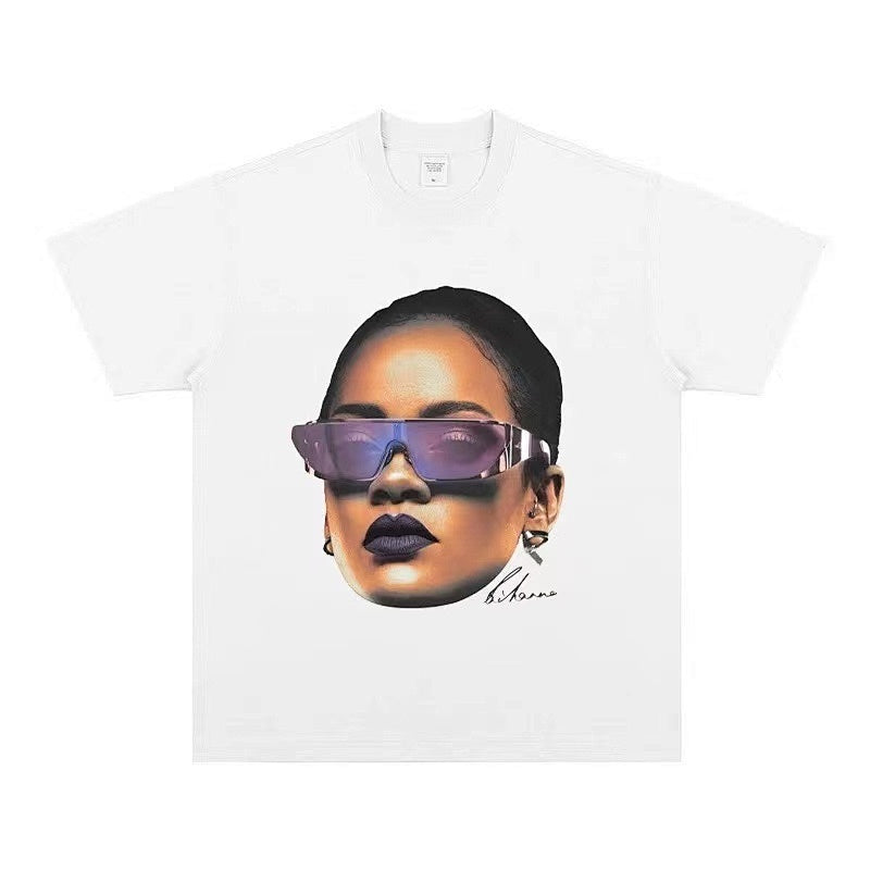 BIG FACE T shirts Pure Cotton High-Street Fashion