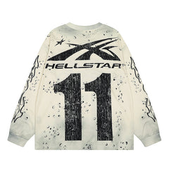 Hellstar Long Sleeve Shirts Hip-hop loose oversize High-quality pure cotton high-street clothing