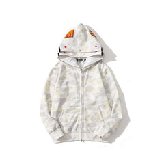 Bathing Ape Bape Hoodie Shark Head Embroidery Luminous Spot Camouflage Double Hood Brushed Hoody Men and Women