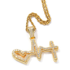 Jewelry Layer Stereo ECG Pendant Copper Inlaid Zircon St. Valentine's Spectrum Royalty