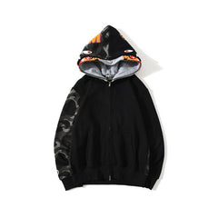 Bathing Ape Bape Hoodie Autumn and Winter Camouflage Shark Double Hood Sweatshirt Couple Coat Hip Hop Men and Women