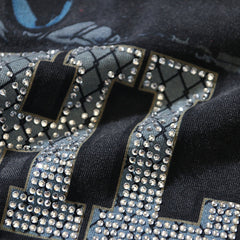 Valeforever Vale T Shirts Black acid-washed style with rhinestone lettering