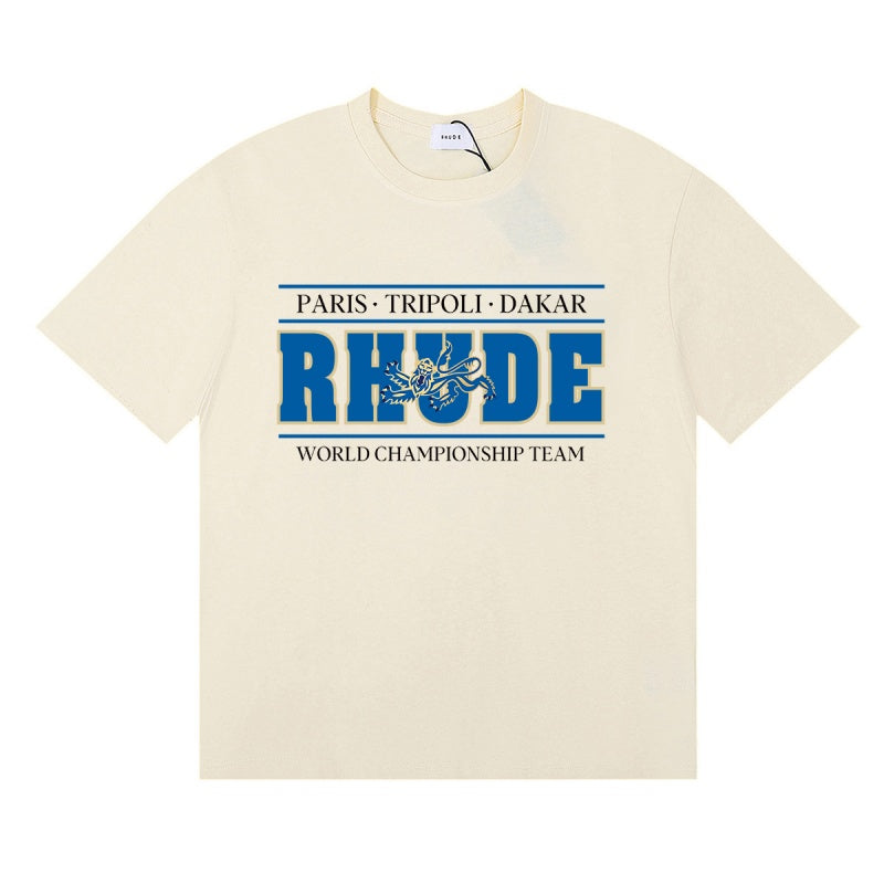 Rhude T Shirts Blue printed pattern letters