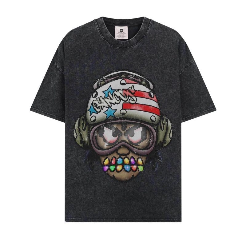 BIG FACE T shirts Pure Cotton High-Street Fashion
