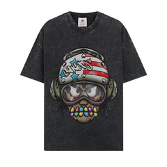BIG FACE T shirts Pure Cotton High-Street Fashion