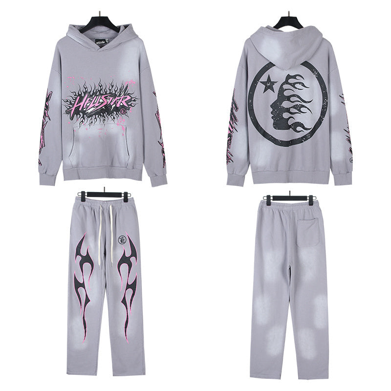 Hellstar Hoodie And Pants Two-Piece Set High-quality pure cotton high-street clothing