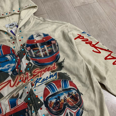DUAA Hoodie Pure Cotton Rhinestone-Embellished Distressed Direct-Print Hoodie