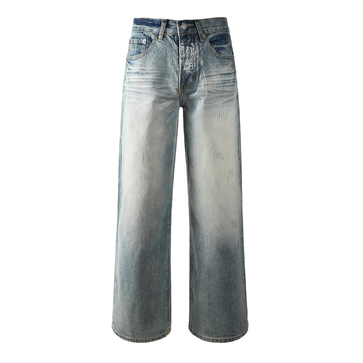 Mens trendy purple jeans 100% cotton Rhinestones #103