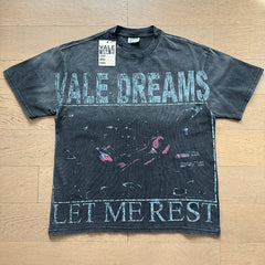 Valeforever Vale T Shirts Vintage-style distressed blue print with lettering