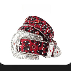 Hip-hop punk rhinestone belt punk leopard print