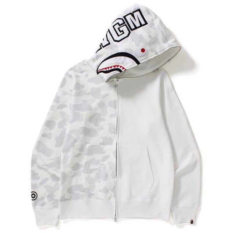 Bathing Ape Bape Ape Head Camouflage Stitching Sweatshirt Hooded Zipper Fleece Jacket