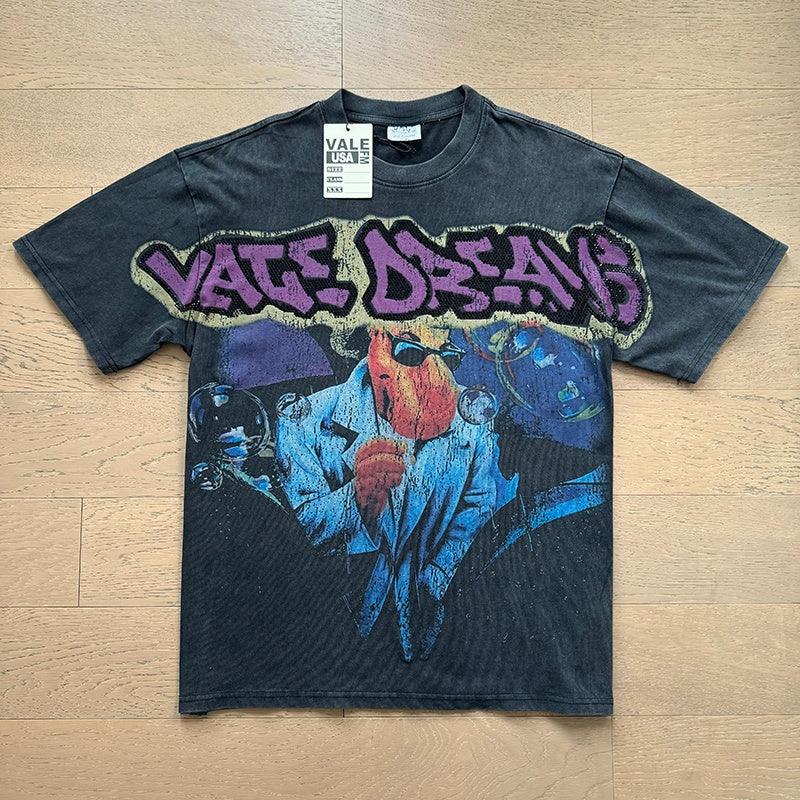 Valeforever Vale T Shirts Washed black with a distressed finish