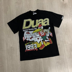 DUAA T shirts SPRINT BLK TEE SHIRT, an American trendy fashion brand, features rhinestone-studded distressed details.