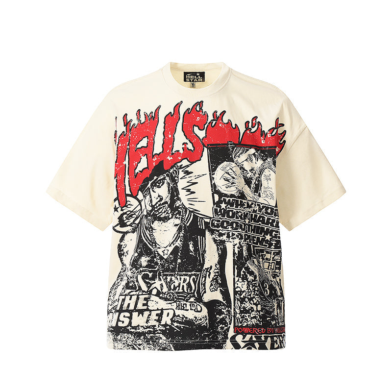 Hellstar  T-shirt Direct Printing Pattern High-quality pure cotton high-street clothing