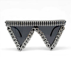Trendy punk glasses metal chain triangle