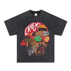 BIG FACE T shirts Pure Cotton High-Street Fashion