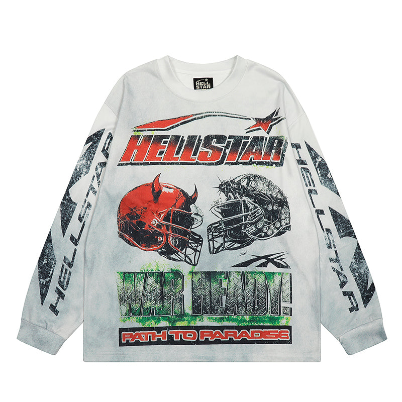 Hellstar Long Sleeve Shirts Hip-hop loose oversize High-quality pure cotton high-street clothing