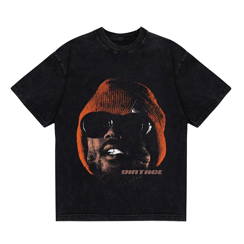 BIG FACE T shirts Pure Cotton High-Street Fashion