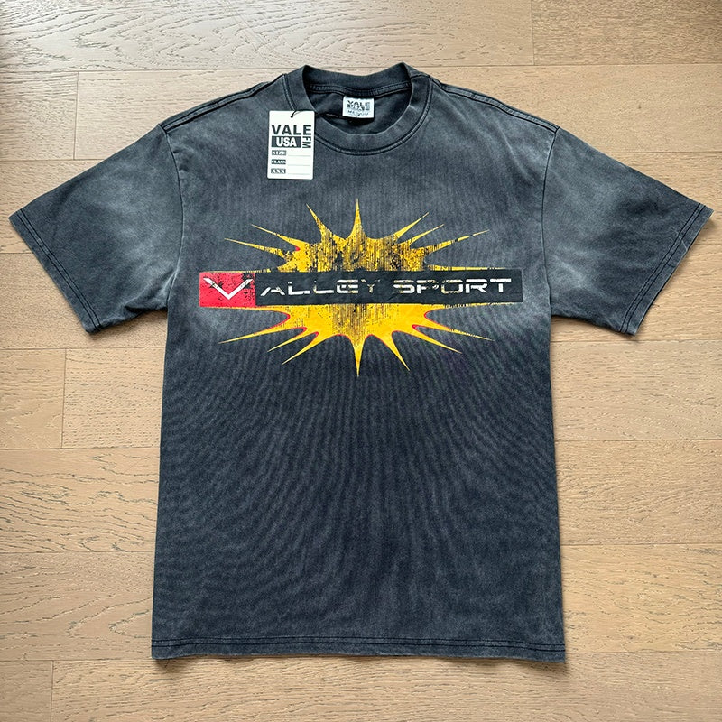 Valeforever Vale T Shirts Washed black with a distressed finish